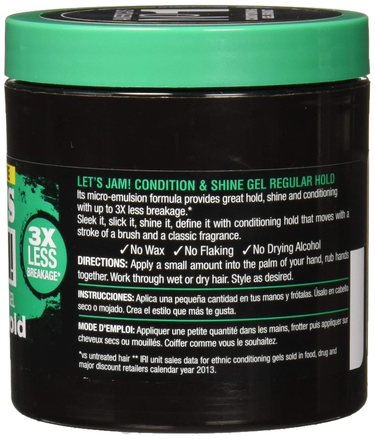 Lets Jam Condition & Shine Gel Regular Hold 5.5 Ounce Jar (162ml) (Pack of 2)