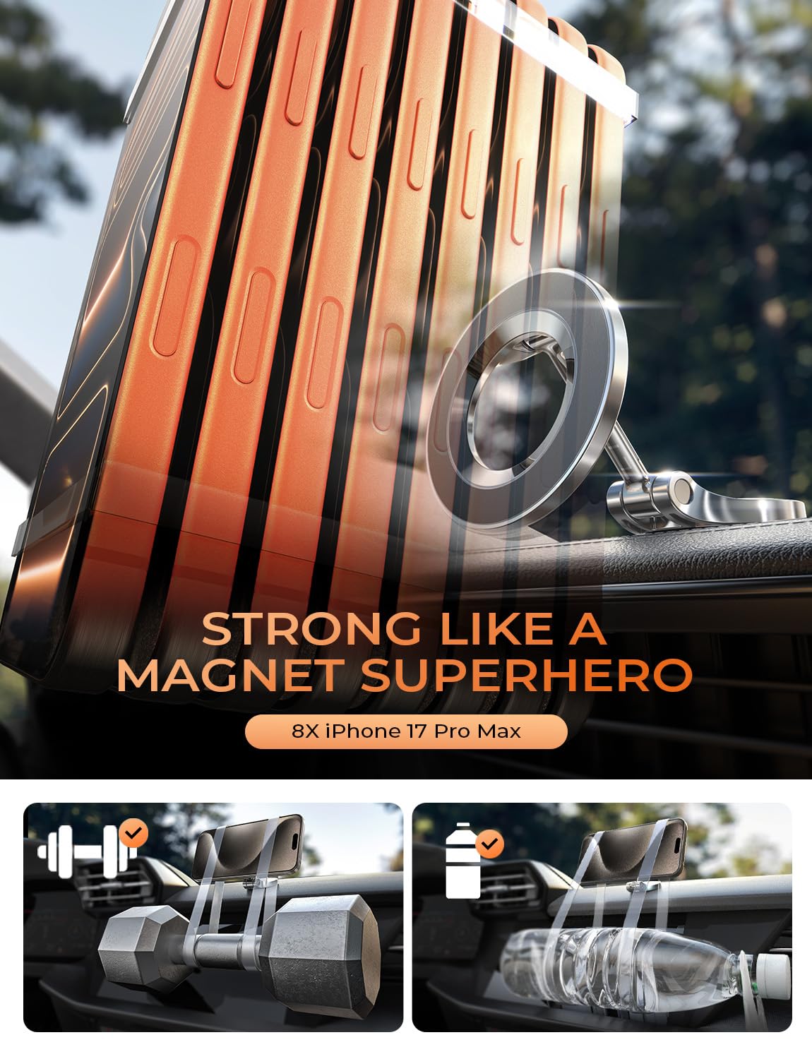 LISEN for MagSafe Car Mount for iPhone 17 PRO MAX, Extra Smal Ultra Magnetic Phone Holder for Car Dashboard, Car Phone Holder, Car Accessories…