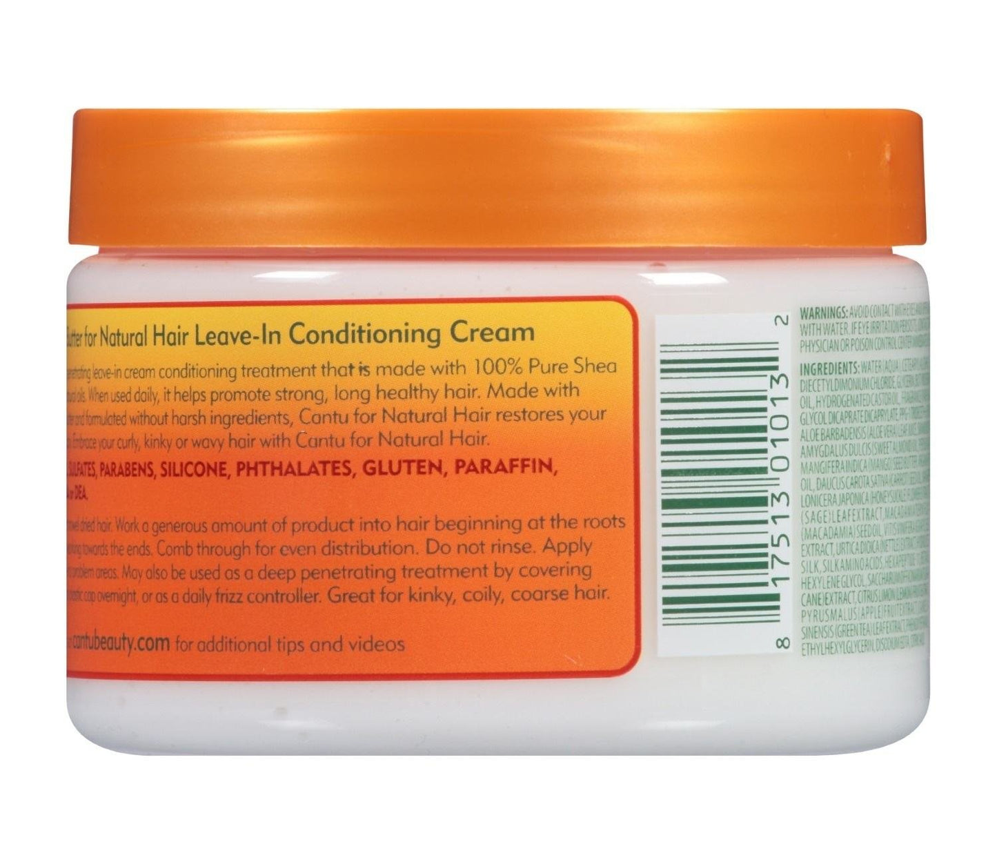 Cantu Natural Hair Leave-In Conditioner Cream Jar 12 Ounce (354ml) (3 Pack)