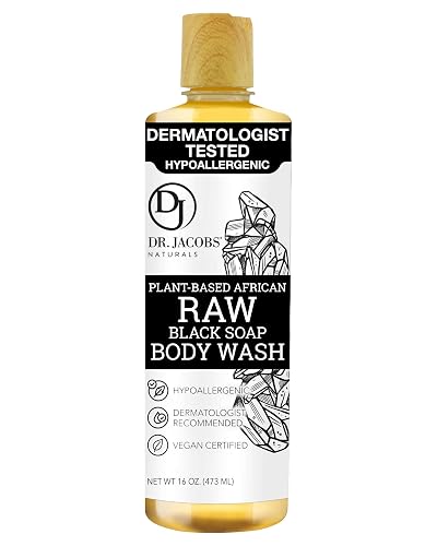 Dr Jacobs Naturals Authentic African Raw Black Soap, All-In-One Cleanser for Face Wash, Sensitive Skin Body Wash, Shampoo, Shaving Soap | Shea Butter