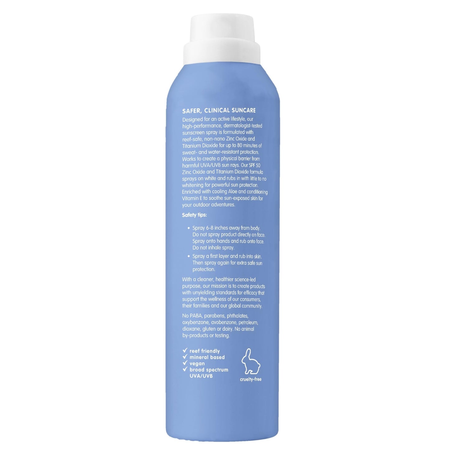 Thinksport SPF 50+ Mineral Sunscreen Spray, All Sheer, 6 Fl Oz - Natural, Water Resistant Body Sun Protection, Vegan & Reef Safe