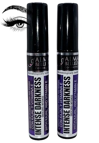 Mascara for Eyelashes Intense Darkness (Oscuro Intenso) with Kajal & Vitamin E - 13g - Premium Quality (2 PACK) - Waterproof,