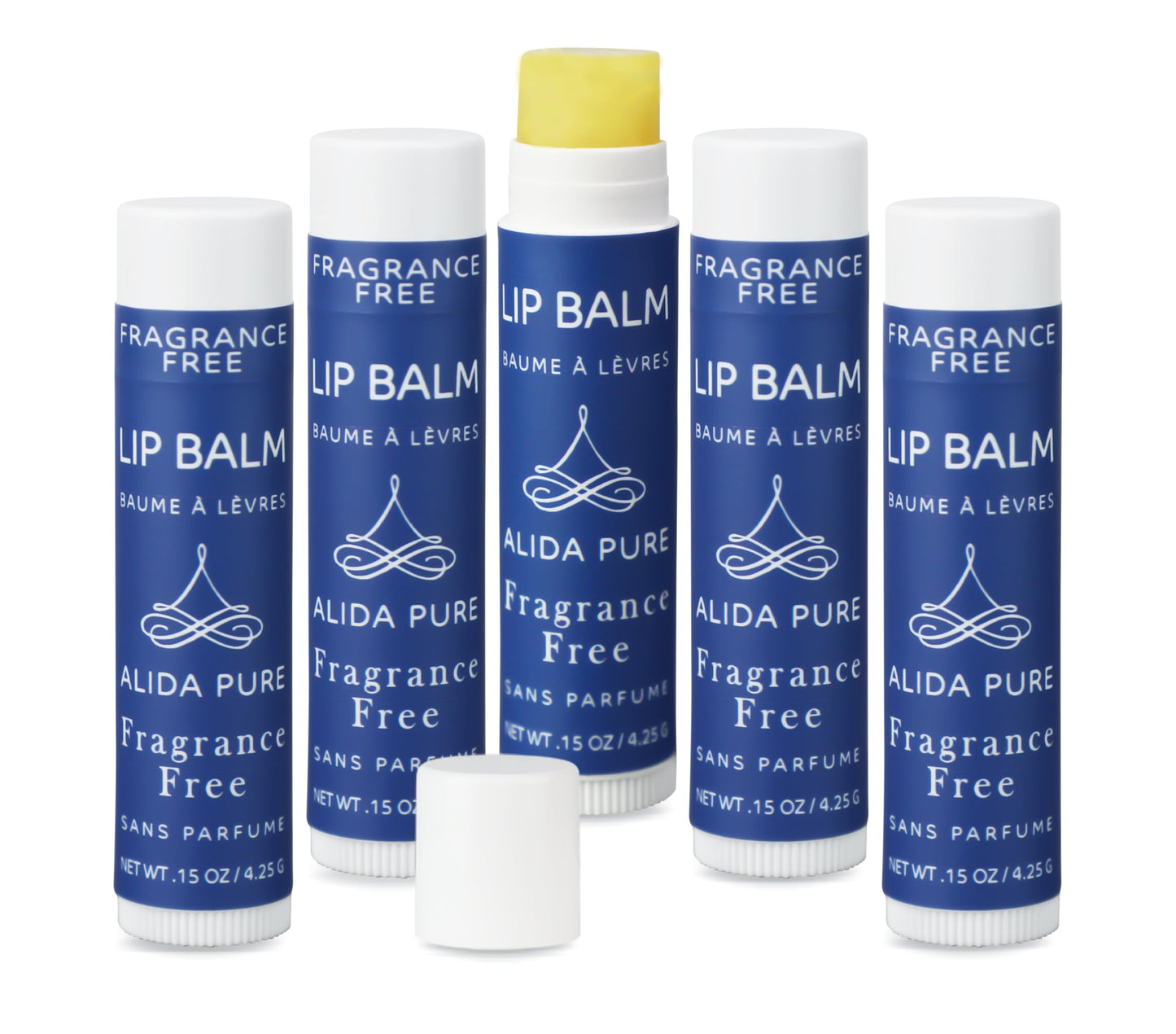 ALIDA PURE Fragrance Free Lip Balm, Vegan Set, Unscented, No Flavor, Beeswax Free, Organic Jojoba and, Avocado Oil, Vitamin E, Natural Moisturizer