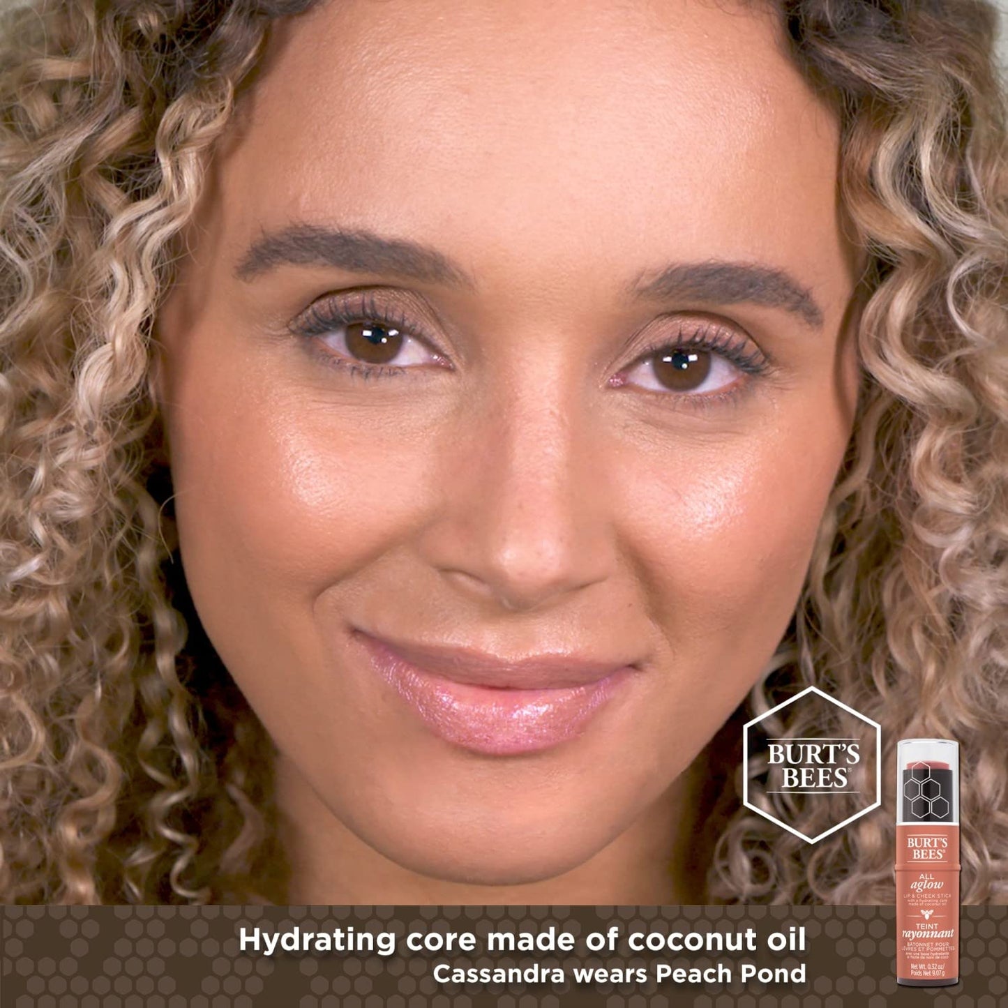 Burts Bees 100% Natural All Aglow Lip & Cheek Stick, Peach Pond - 1 Tube