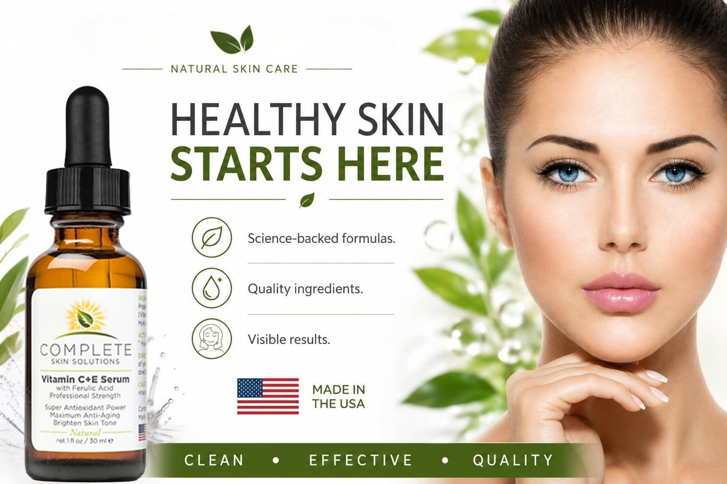 Complete Skin Solutions Natural Vitamin C E Serum with Ferulic Acid 1 oz Beauty & Personal Care COMPLETE SKIN SOLUTIONS