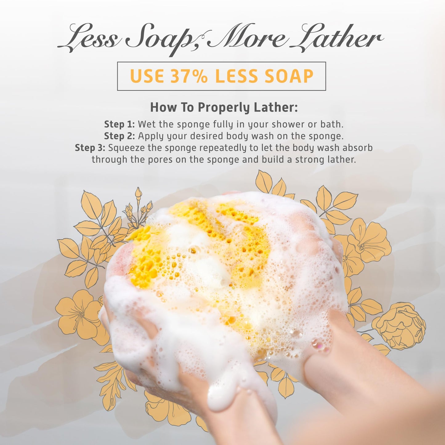 Spongentle Loofah Sponge for Shower and Bathing, Bath Sponge with Dual Texture, Shower Pouf for Gentle and Deep Exfoliation, Large Size Body Scrubber