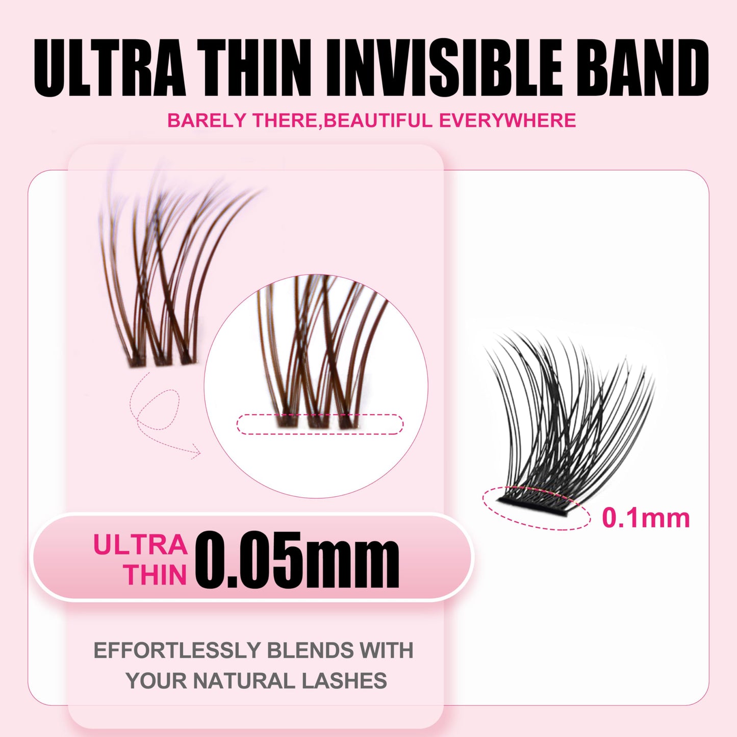 Plume Brown Lashes Natural Lash ClustersWith Invisible Band DlY Lash Extension Kit Eyelash Kit with Bond and Seal 8-16mm C Curl Beginner Individual Beauty and Personal Care Kisslily