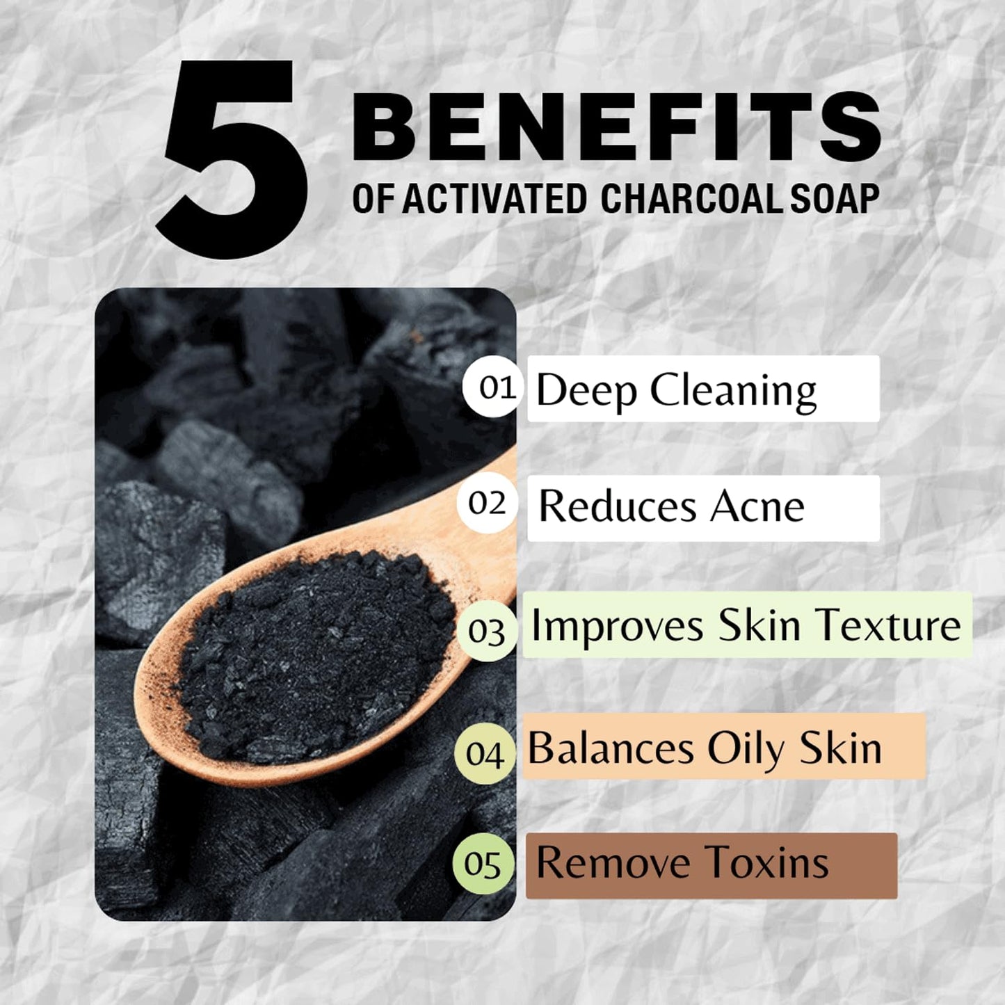 One With Nature Activated Charcoal Soap 7oz 3-Pack - Detoxifying and Exfoliating Charcoal Soap Bar with Dead Sea Salt for Face & Body, for Men & Women