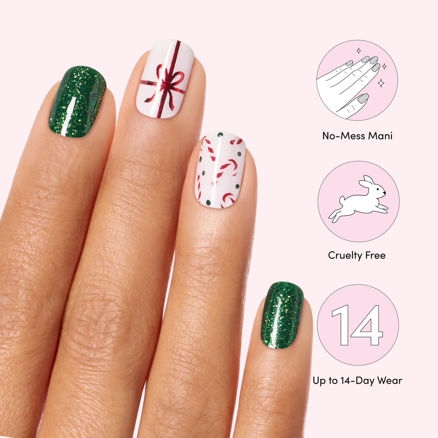 Dashing Diva Gloss Nail Strips - Santa Baby - UV Free, Chip Resistant, Long Lasting Gel Nail Stickers - 3-Piece Manicure Set - Contains 32 Wraps, 1 Beauty & Personal Care Dashing Diva