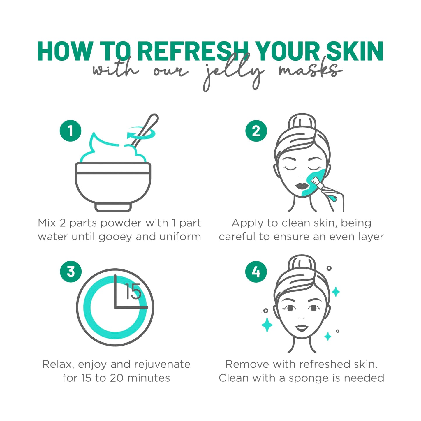 BRÜUN Peel-Off Peppermint Jelly Mask for Face Care - A 23 fl oz Rubber Mask Jar for 30 to 35 Treatments - A Skin Care Moisturizing Gel Mask of Spa Set