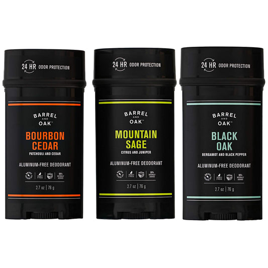 Barrel and Oak - Aluminum-Free Deodorant Variety Pack, Deodorant for Men, Natural Fragrance, 3 Essential Oil-Based Scents, For Sensitive Skin