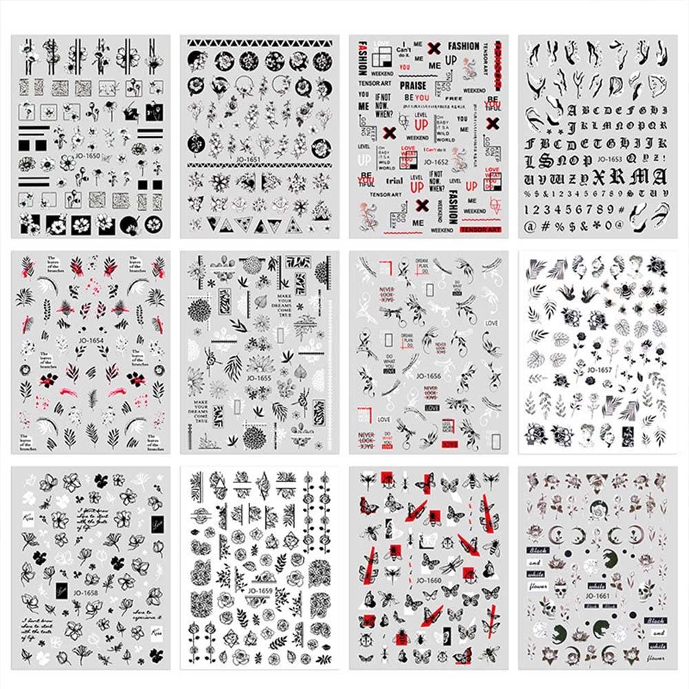 XIAOYAOJING 3D Nail Sticker Nails Decals Charm DIY Nail Art Decoration English Letters Wraps Slider Decals Manicure Flower Nail Sticker(JO 1654) Beauty & Personal Care XIAOYAOJING