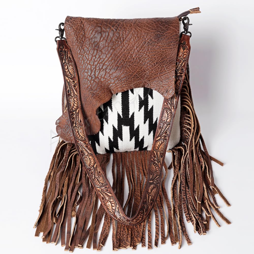 American Darling Messenger Saddle Blanket Fabric Genuine Leather Western Women Bag | Handbag Purse Crossbody for Cute