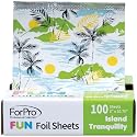 ForPro FUN Island Tranquility 5" Foil Sheets, Aluminum Hair Foils for Color Application and Highlighting Services, Food Safe, Pop-Up Dispenser, 5” W x