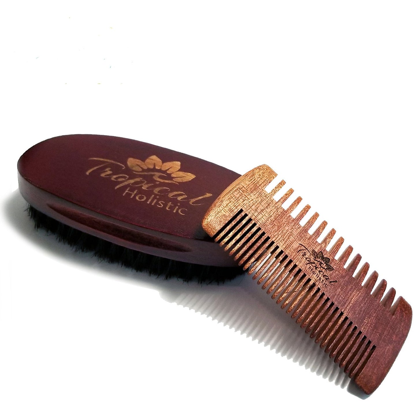 Tropical Holistic Natural Beard Grooming Kit for Men, 3-in-1 Set, Boar Bristle Brush, Handmade Wood Comb, 100% Pure Unscented Hair Treatment Oil 2 oz Beauty and Personal Care Tropical Holistic