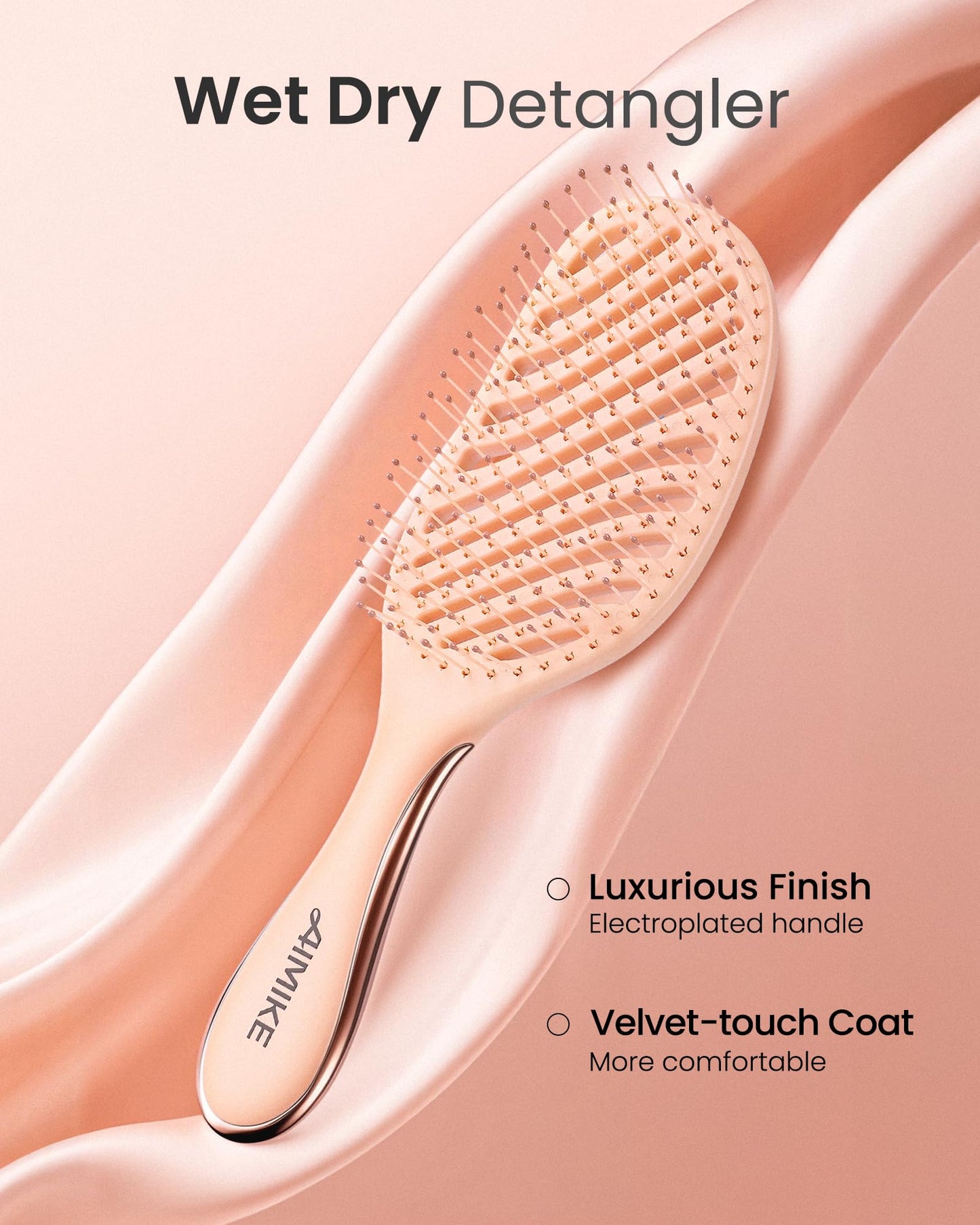 AIMIKE Detangling Brush, Wet Dry Vented Detangler Brush w/Soft Bristles, Pain-Free Detangle Hairbrush Loosens Stubborn Tangles, Extra Gentle on Beauty and Personal Care AIMIKE