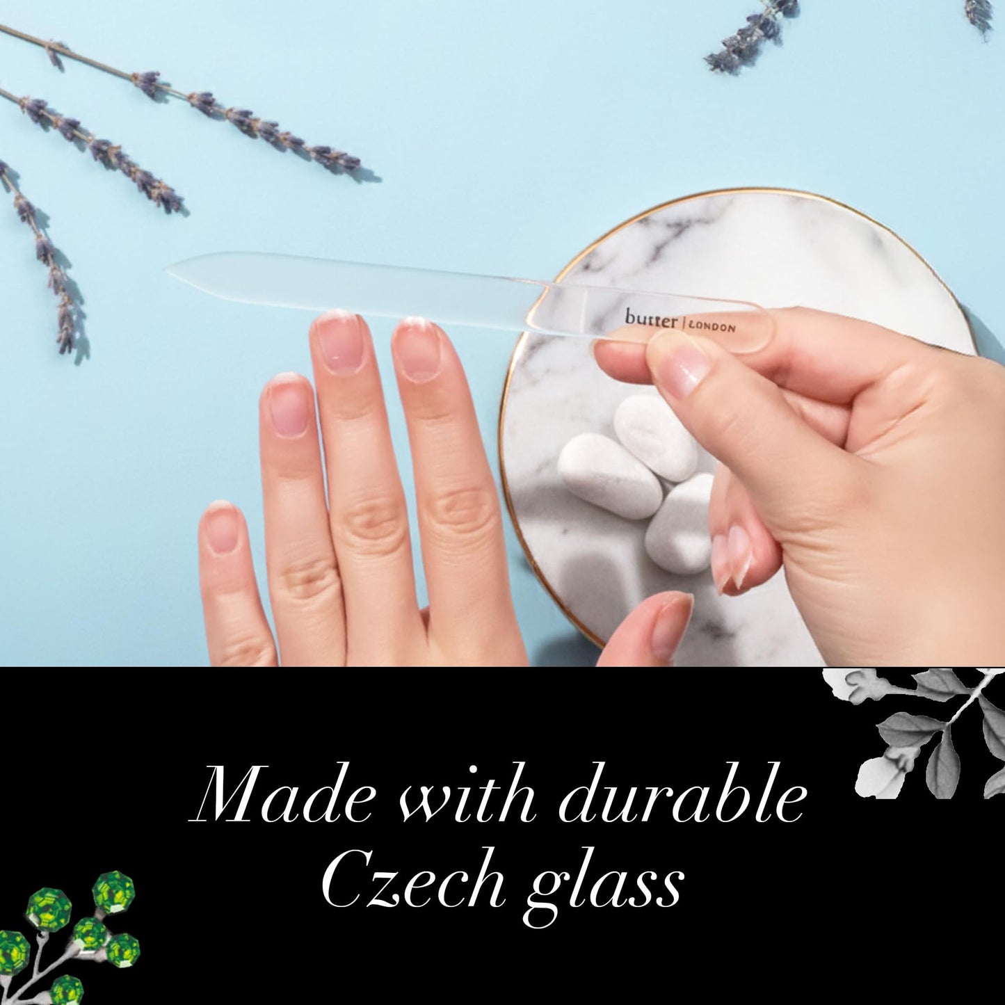 butter London Glass Nail File, Signature Glass Collection - Professional Nail Filers for Natural Nails - Salon Quality Manicure Pedicure Tool