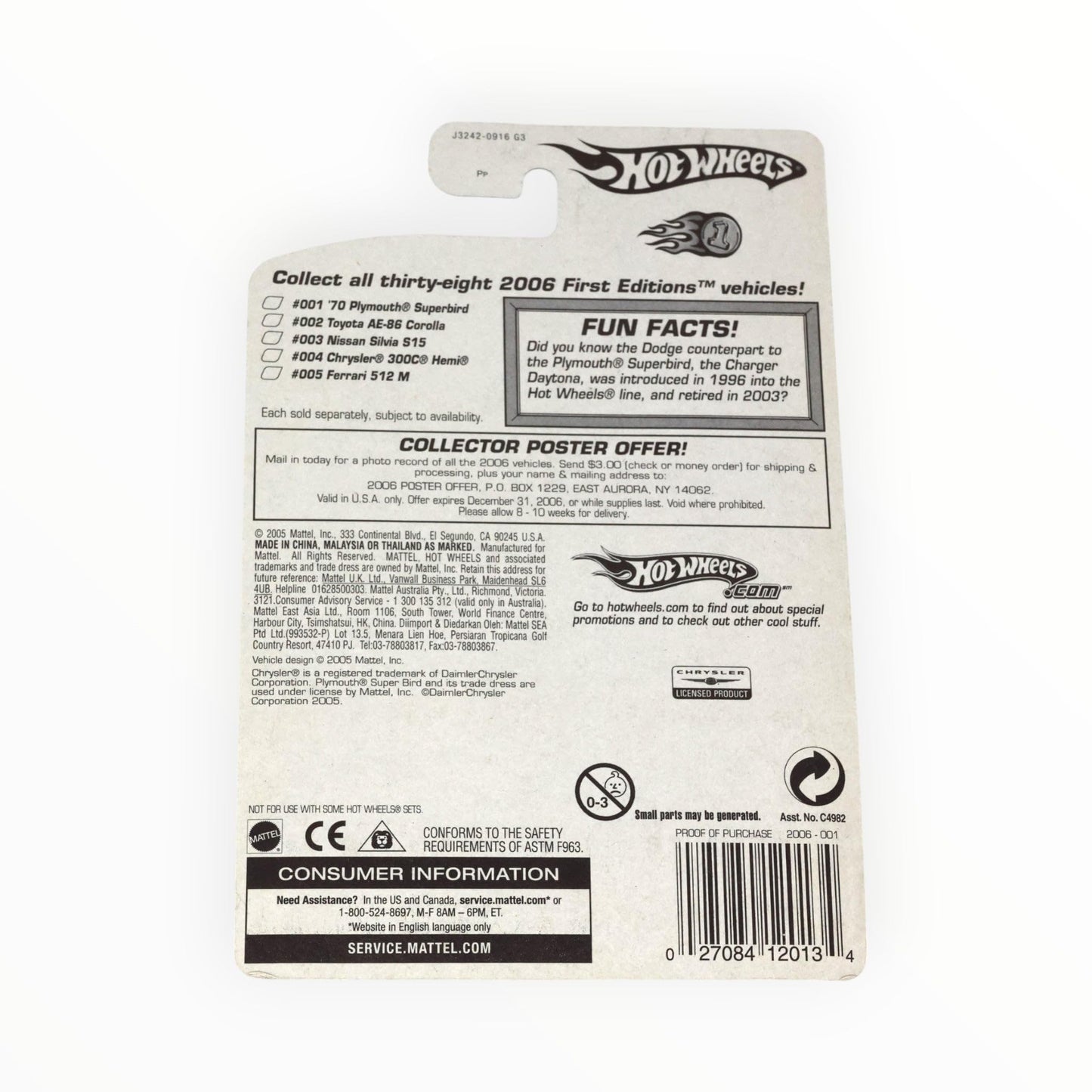 Hot Wheels 2006-001 First Editions 1970 Plymouth Superbird 1:64 Scale ()