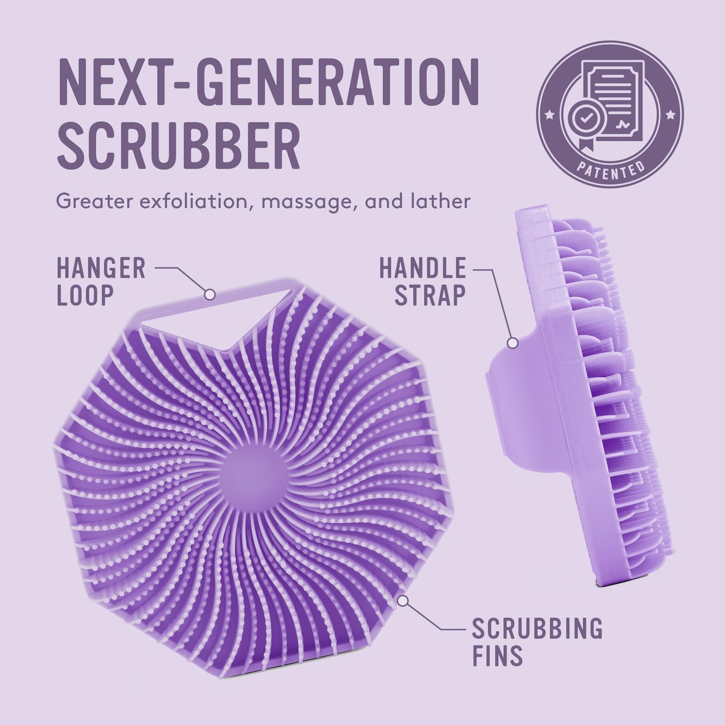 Sud Scrub® Antimicrobial Silicone Body Scrubber, Exfoliating Body Scrubber for Sensitive Skin, Eco Friendly Shower Scrubber for Body, Silicone Body