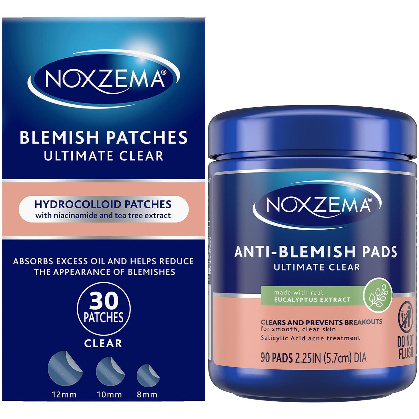 Noxzema Acne Treatment Bundle - Ultimate Clear Blemish Patches with Niacinamide and Tea Tree + Anti-Blemish Pads with 2% Salicylic Acid Beauty and Personal Care Noxzema Default Title