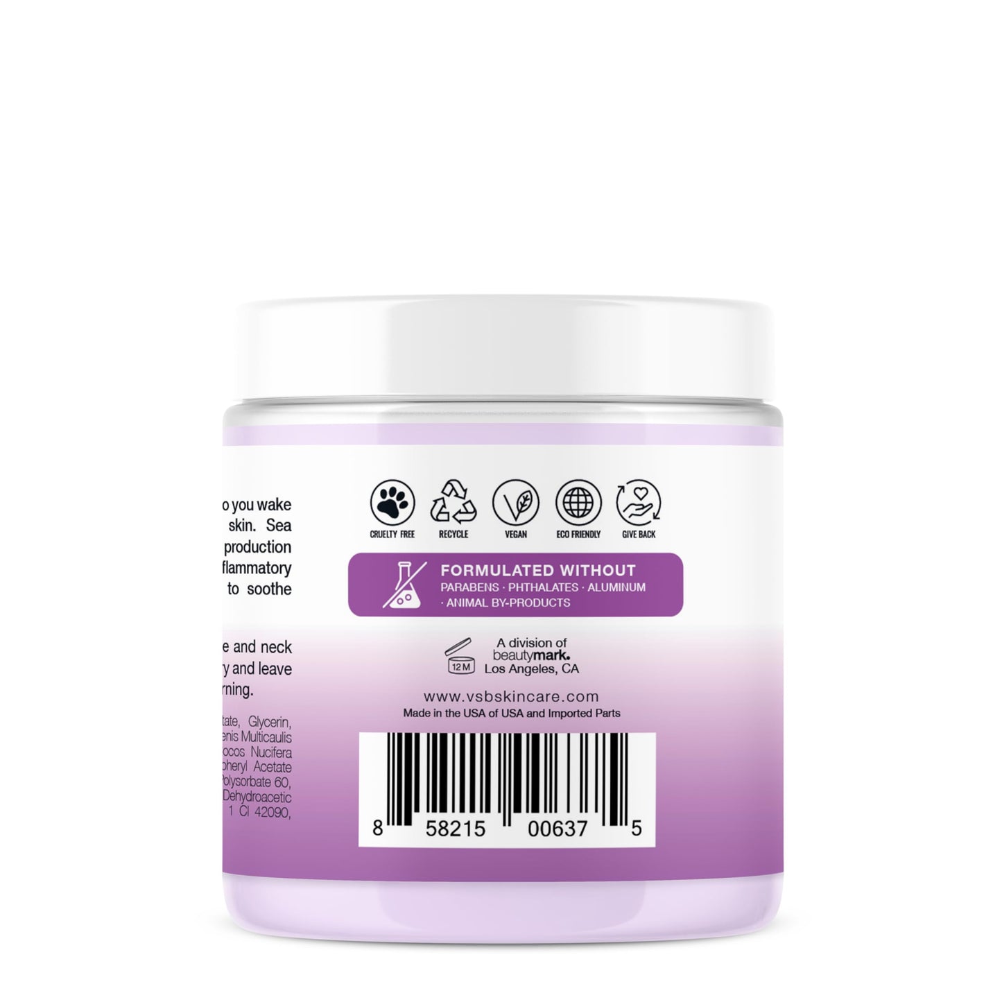Vitamins and Sea Beauty Sea Lavender Chamomile Sleep Mask - Overnight Hydration Face Mask with Botanicals, Deep Moisturizing & Firming, 8.5 oz
