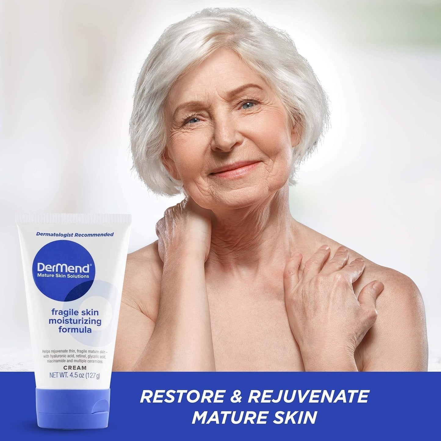 Dermend Specialized Fragile Skin Moisturizing Cream: Formula to Restore & Rejuvenate - Daily Anti Wrinkle Cream for Firming & Strengthening Thin