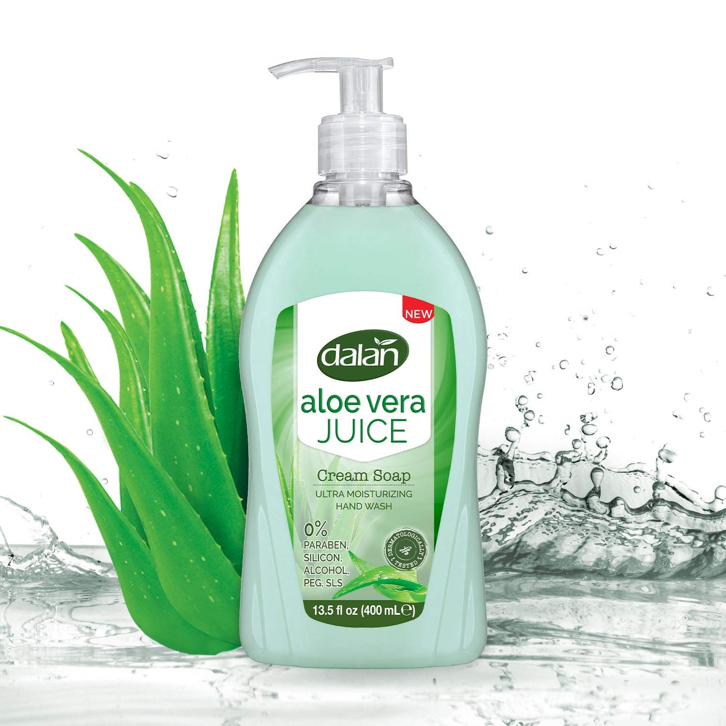 Dalan Aloe Vera Juice Cream Ultra Moisturizing Liquid Hand Soap for Dry and Fresh Hands Feeling Clean and Soft (13.5 Fl Oz / 400 mL (Pack of 6))