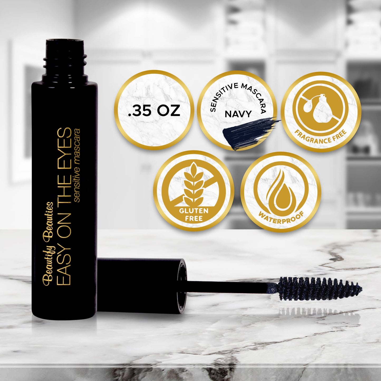 BeautifyBeauties EASY ON THE EYES Sensitive, Hypoallergenic Eye Mascara For Contact Lens Wearers - Non-irritating, Fragrance-free For Natural Looking