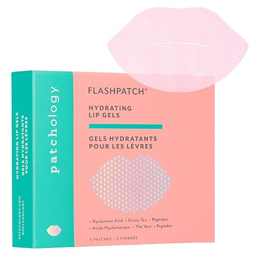 Patchology FlashPatch Hydrating Lip Mask Gels with Hyaluronic Acid, Green Tea & Peptides - Ultra Moisturizing Lip Treatment & Lip Patches for Dry Lips