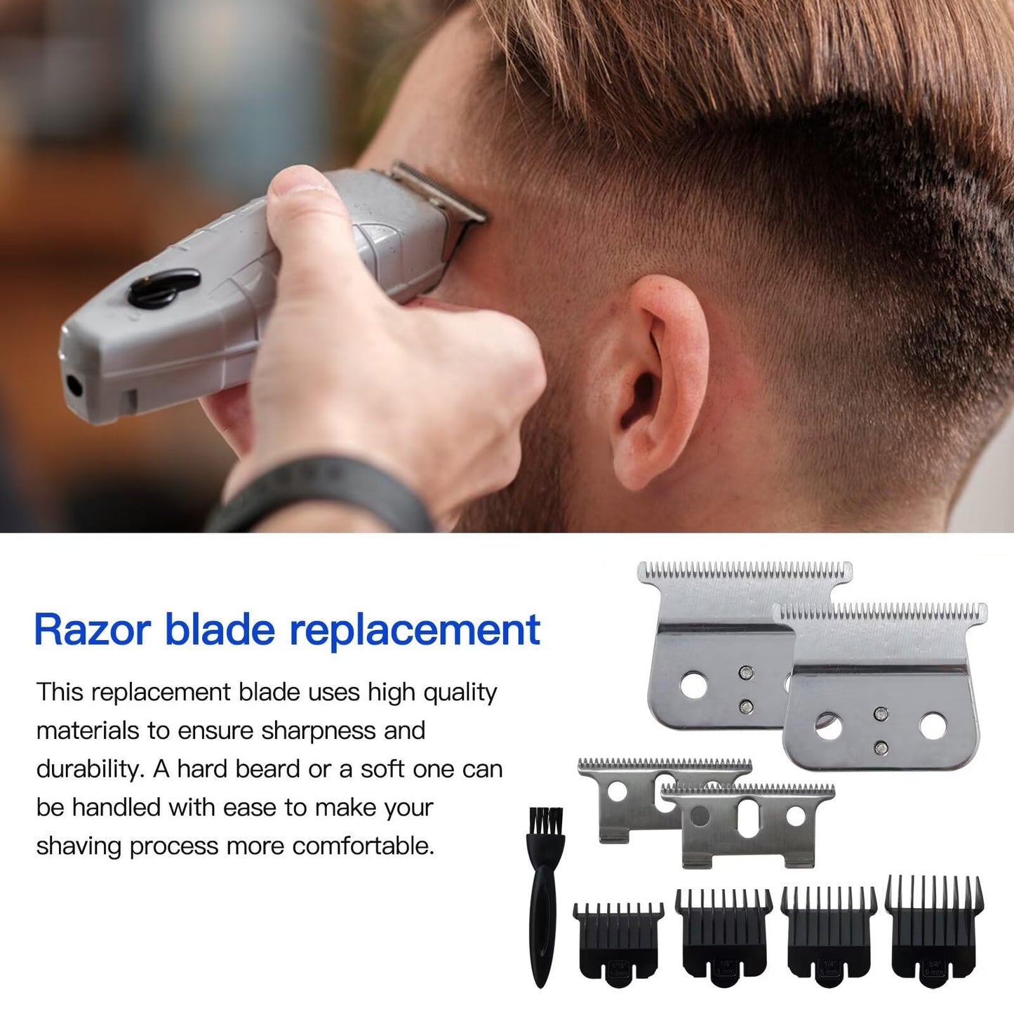BATEMEN W Durable Replacement 2PCss #04710 Blade T Liner Clipper Fit for Andis GTX GTO GO & for Andis Blackouts & for Andis T Outliner (Silver) Beauty and Personal Care BATEMEN W