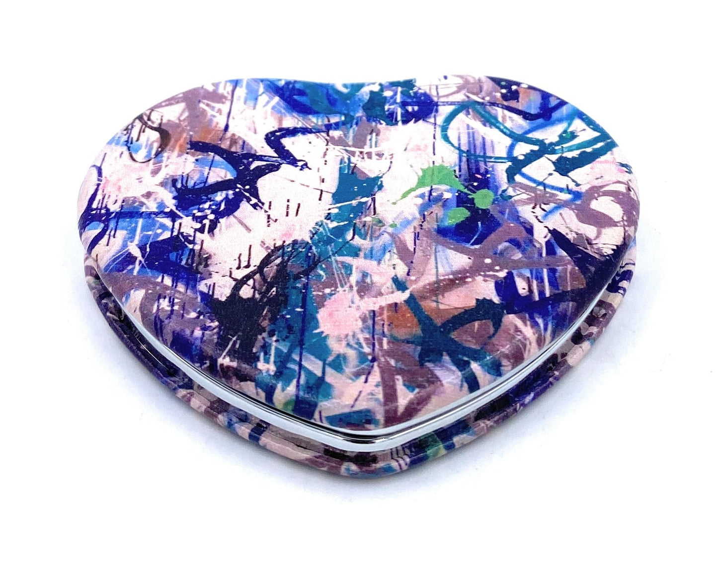 Aeisage Heart Mirror - Compact Blue Pocket Mirror, Mini Size Travel Mirror, Folding Heart Shape Mirror - Unique Gift for Her
