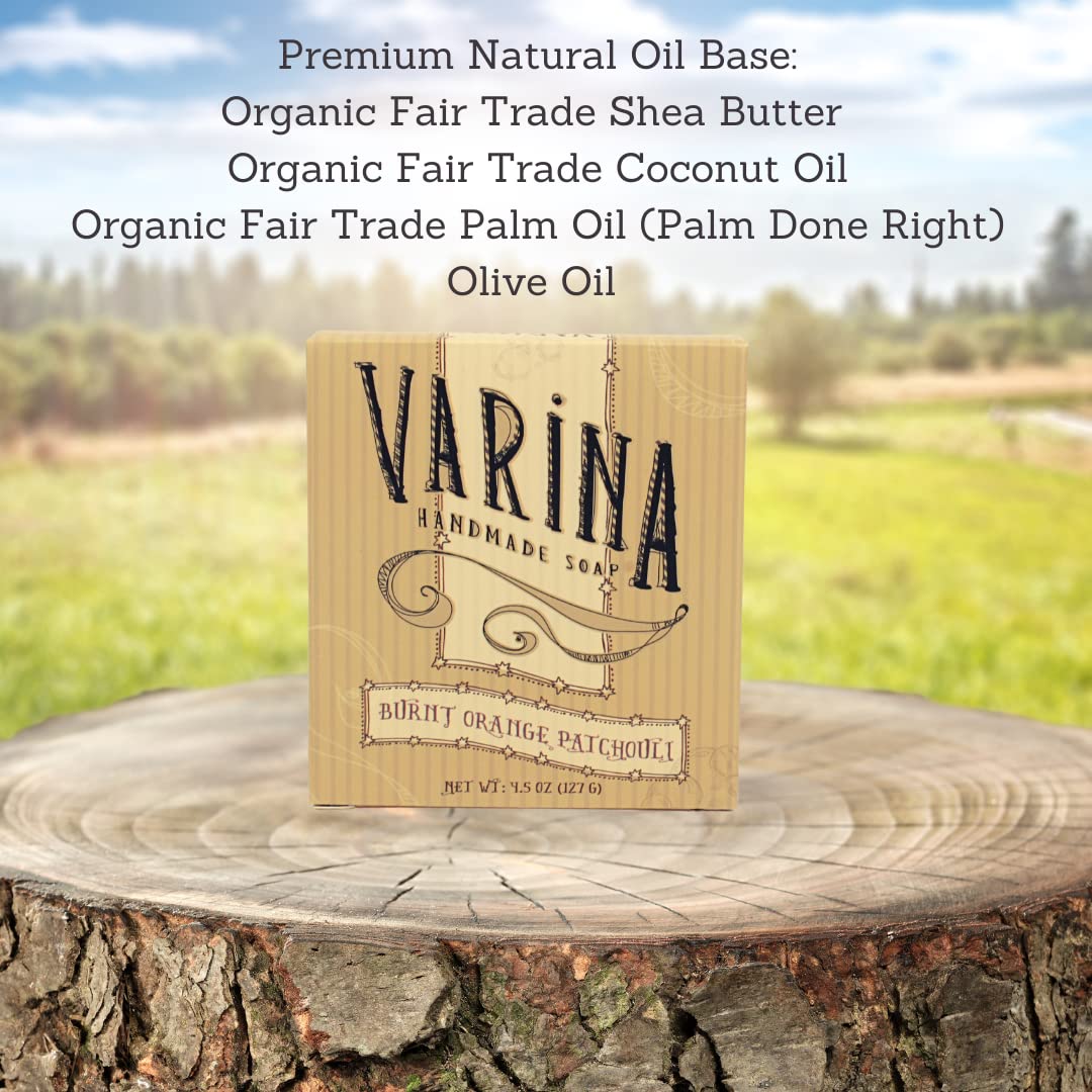 Varina Natural Burnt Orange Patchouli Bar Soap - Gentle Cleansing for Sensitive Skin, Earthy Scents - 3 Pack Beauty & Personal Care Varina