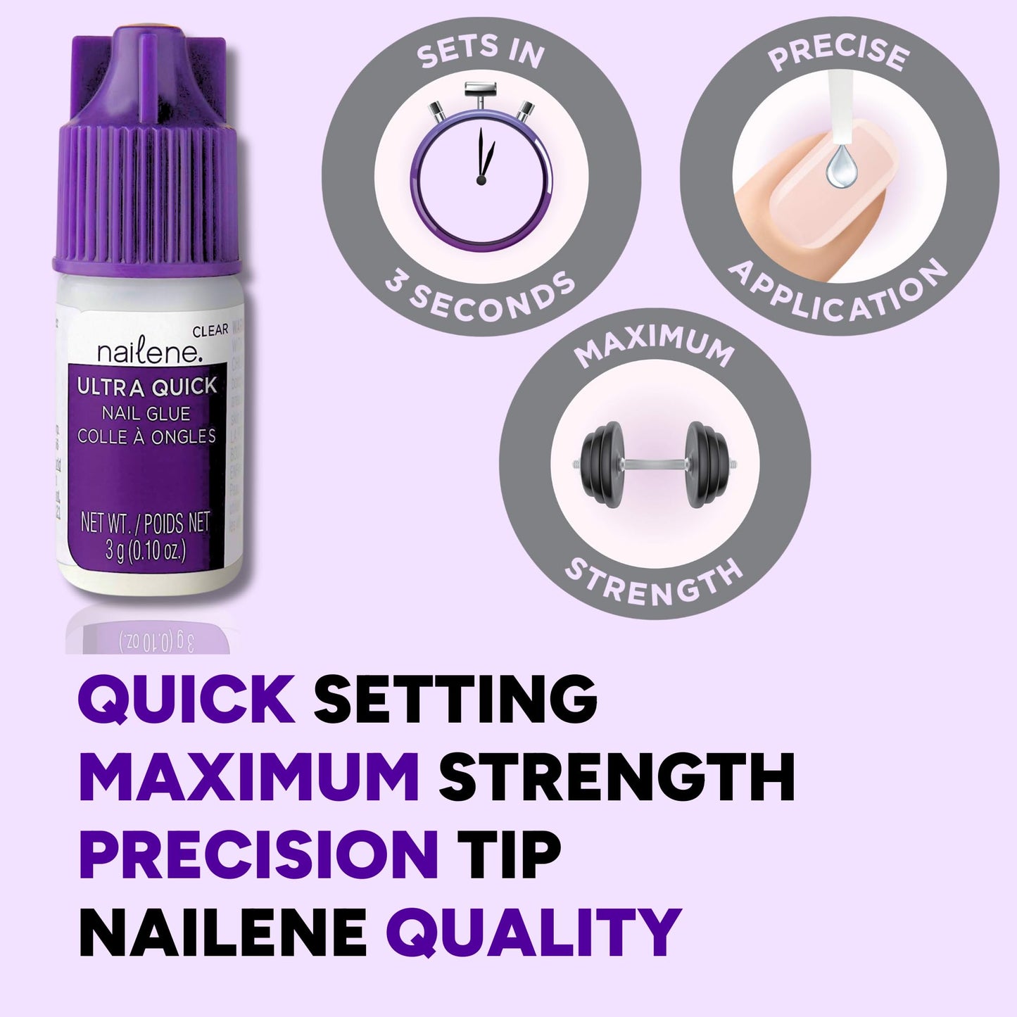 Nailene Super Strong, Fast-Drying Nail Glue - Durable, Easy to Apply False Nail Glue - Repairs Natural Nails - Quick-Drying Nail Adhesive Lasts Up