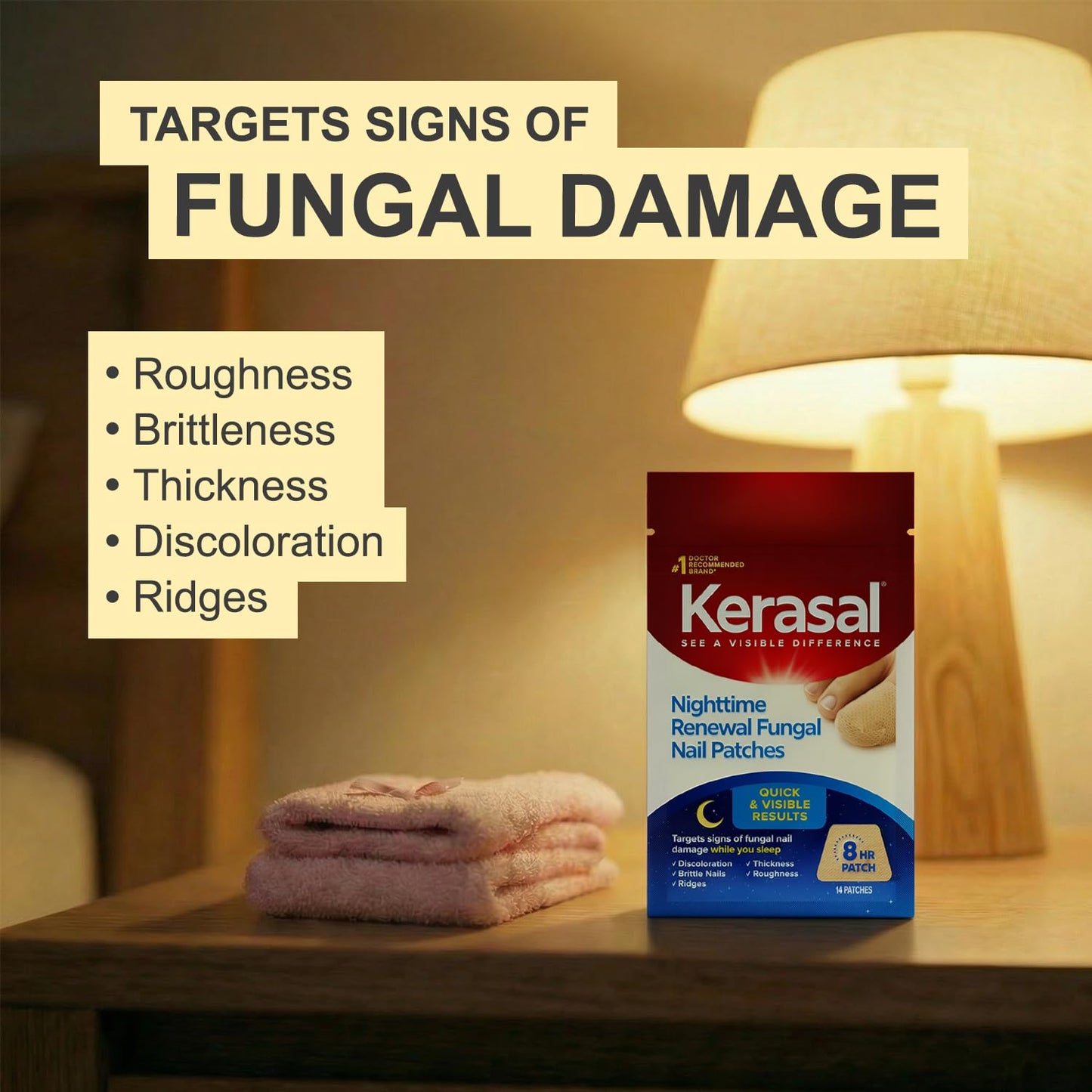 Kerasal Nighttime Renewal Fungal Nail Patches - 14 Patch - Overnight Repair for Nail Fungus Damage, 8-Hour Treatment Restores Healthy Appearance Beauty & Personal Care Kerasal