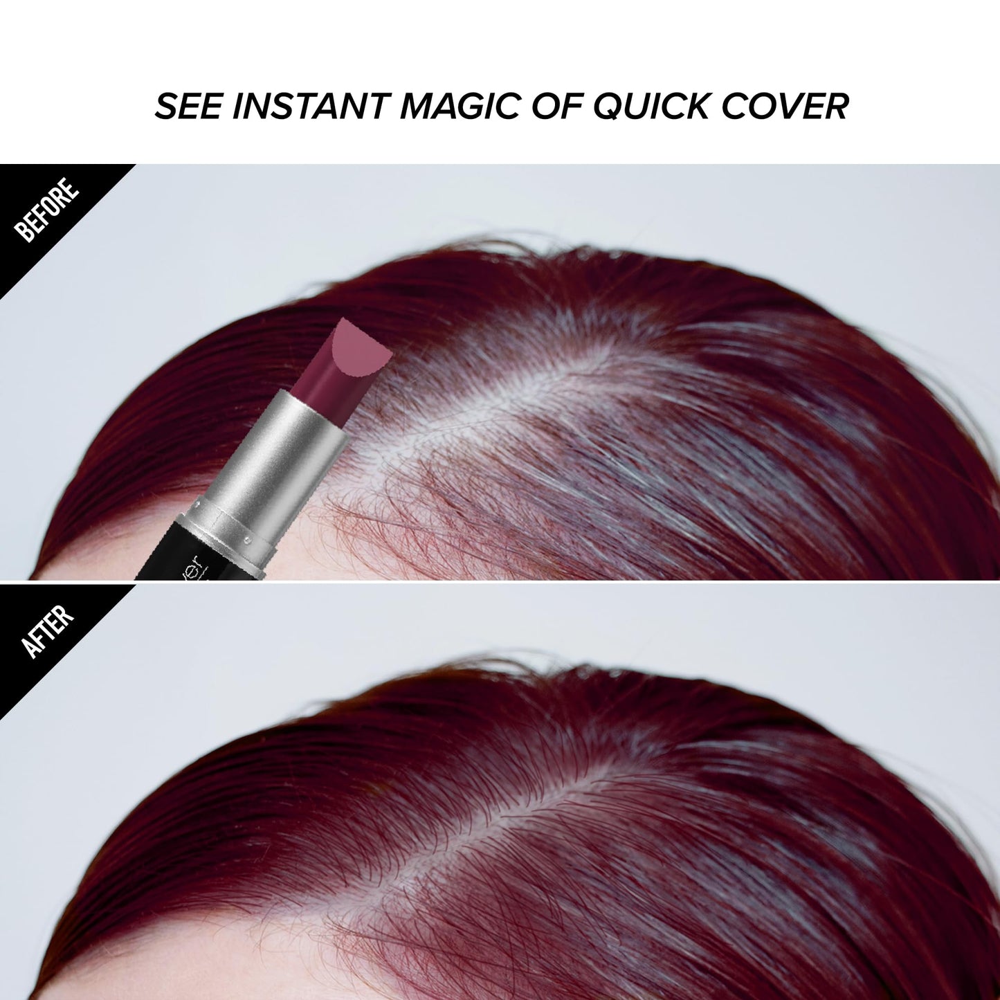 RED by Kiss Quick Cover Root Touch Up Stick, Water-Resistant Temporary Gray Hair Concealer with Brush for Roots and Beard, Long-Lasting Coverage, Easy