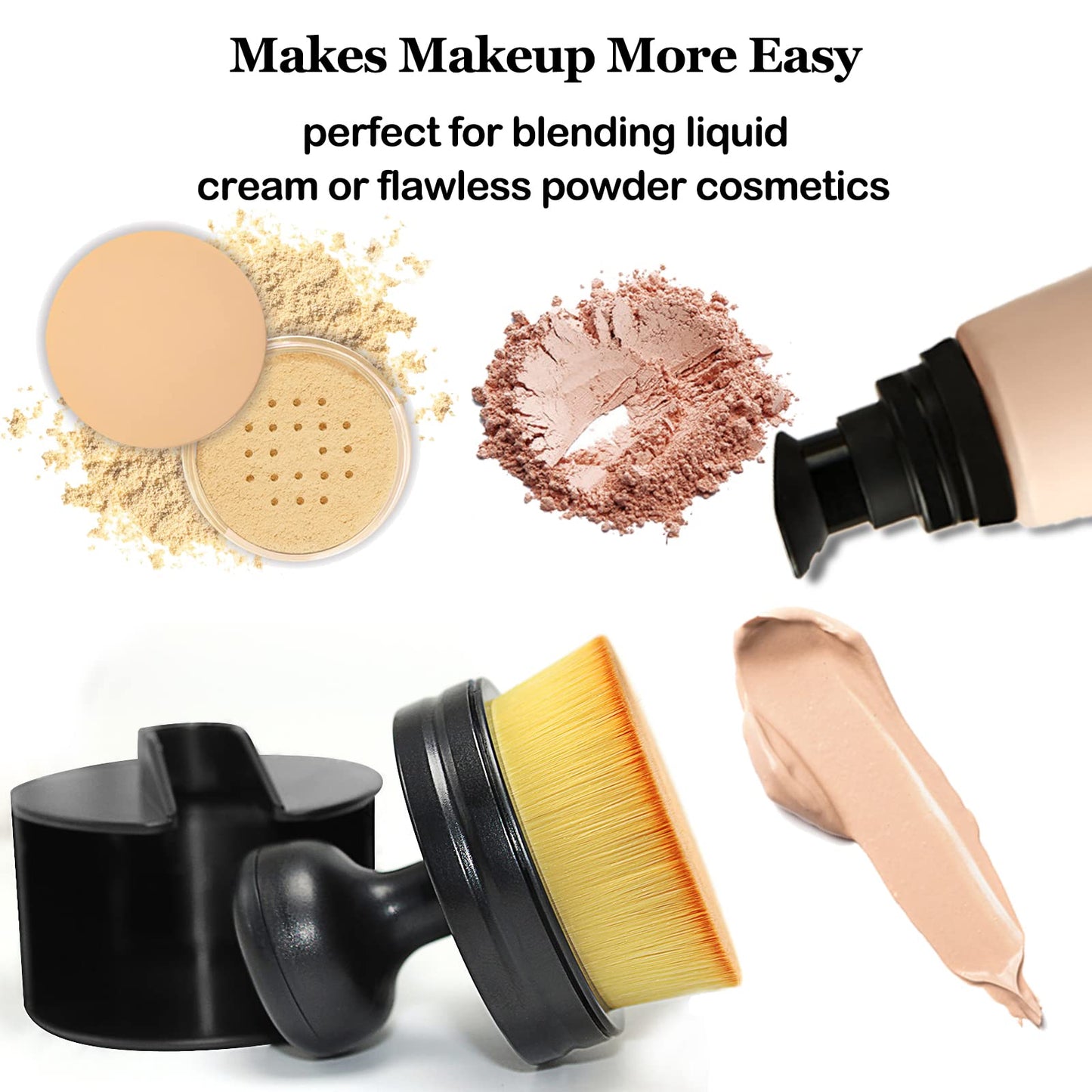 Falliny Makeup Brush, Large Full Coverage Self Tanner Foundation Brushes Travel Kabuki Powder Brush for Face Body, Blending Liquid