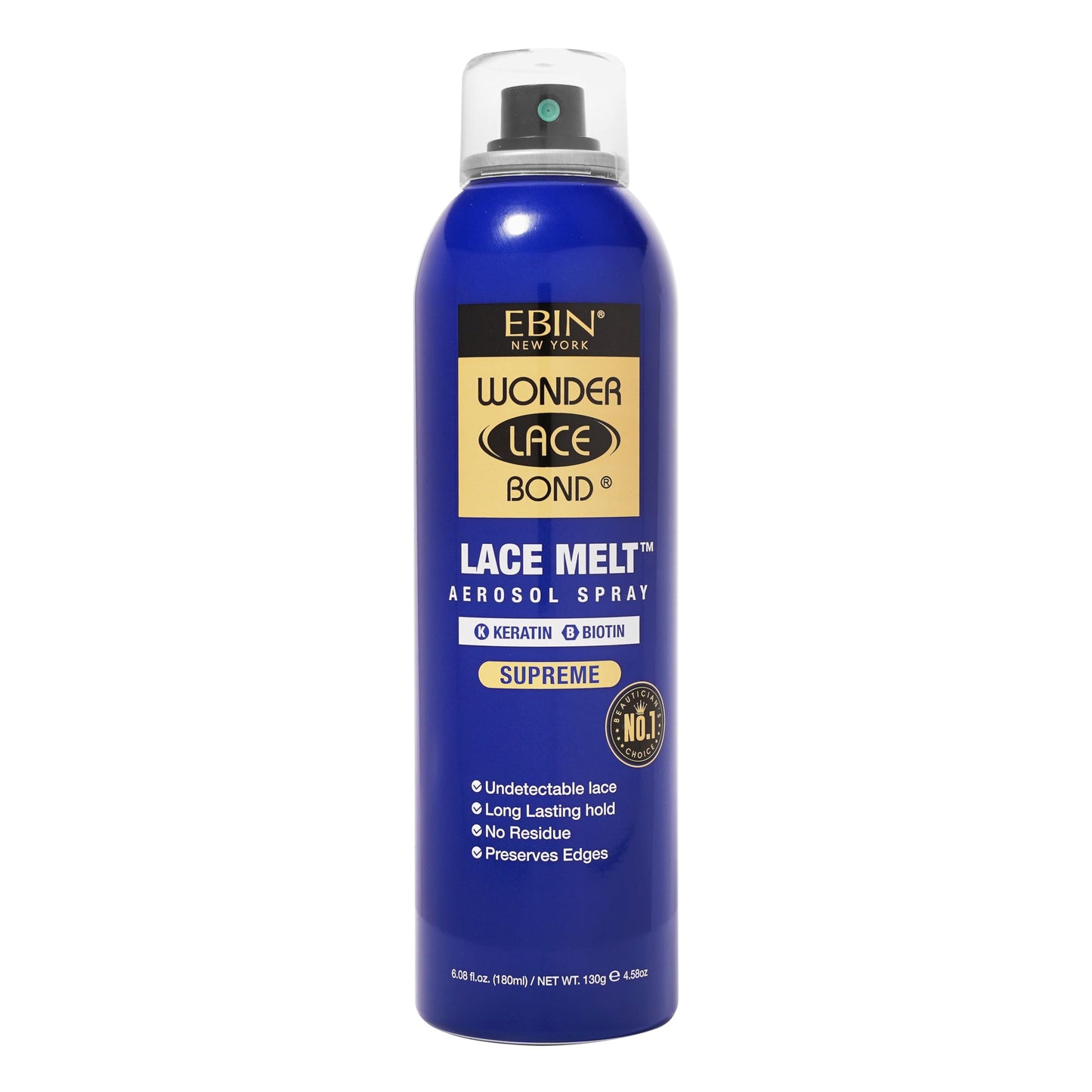 Wonder Lace Melt Aerosol Spray - Keratin Biotin Infused 6.08 fl.oz./180ml Preserves Edges & Undetectable Lace Long lasting hold No Residue glueless
