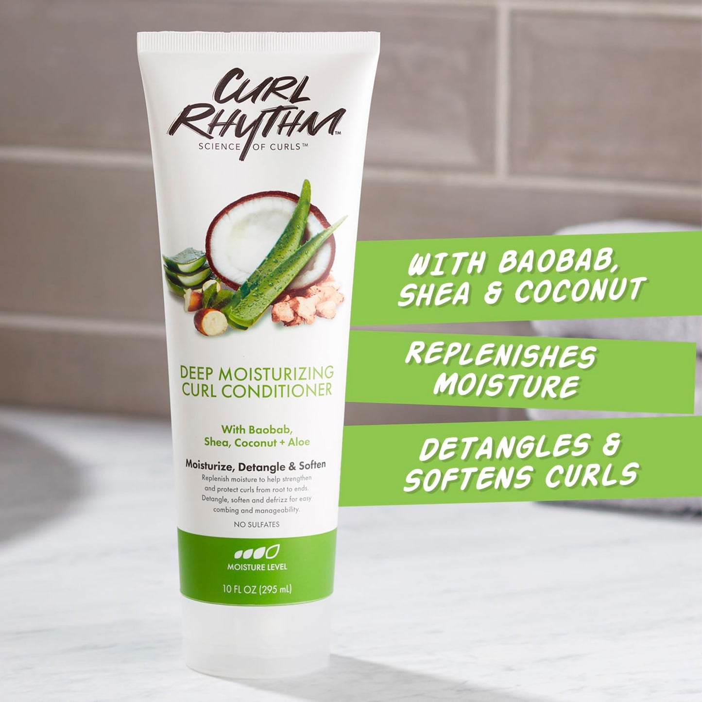 Curl Rhythm Deep Moisturizing Curl Conditioner - Curly Hair Conditioner with Shea Butter, Coconut, and Aloe - Strengthens and Protects Curls - 4 pc