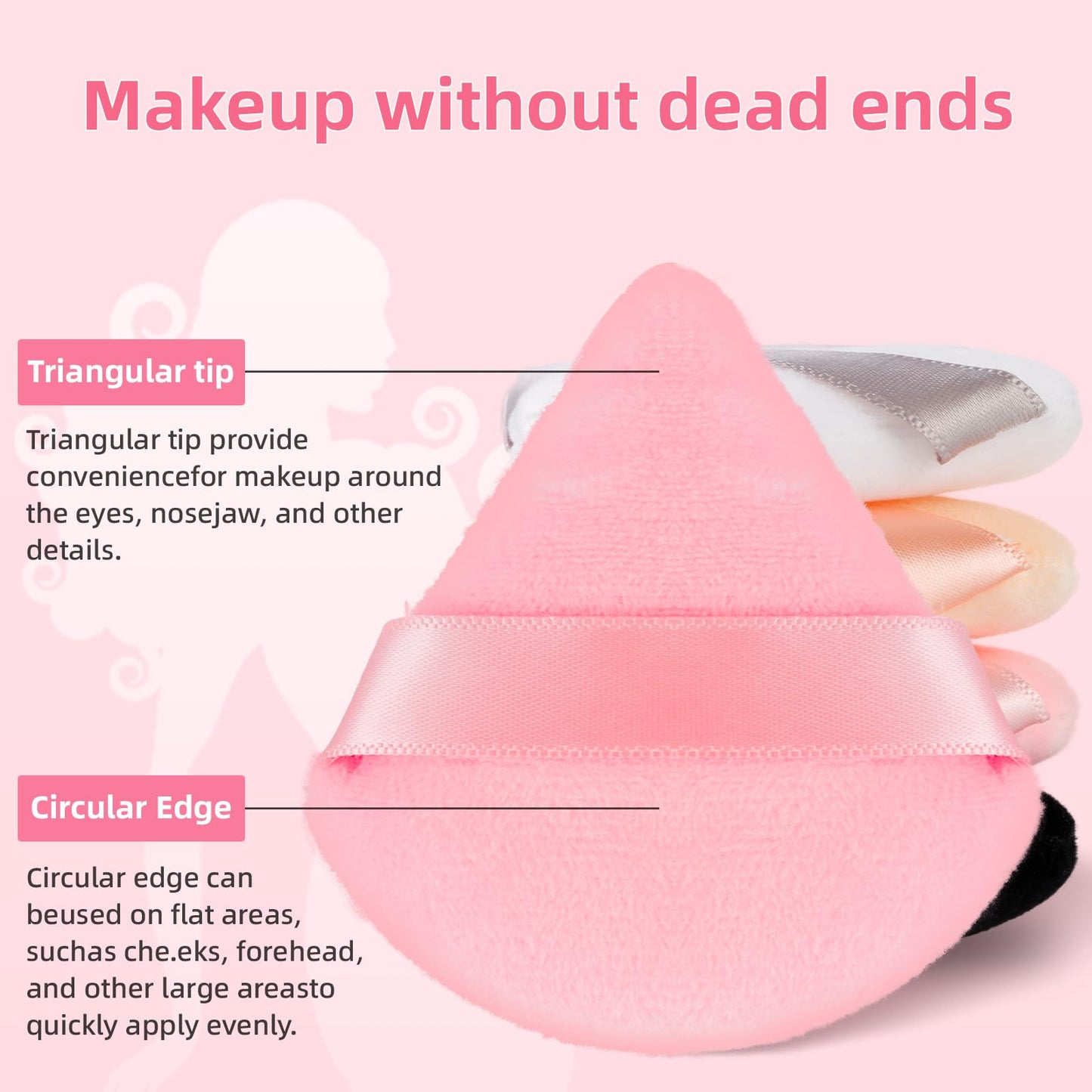 8 Pcs Triangle Powder Puff Face with Case, Cotton Soft Triangle Makeup Puff Velour Cosmetic Foundation Blender Sponge Beauty Makeup Tools for Both Dry