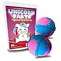 Unicorn Farts Bath Bombs - Cute Unicorn Rainbow Design - Fun XL Novelty Bath Fizzers for Girls - Blue and Pink, Cotton Candy Fragrance, 2 Count