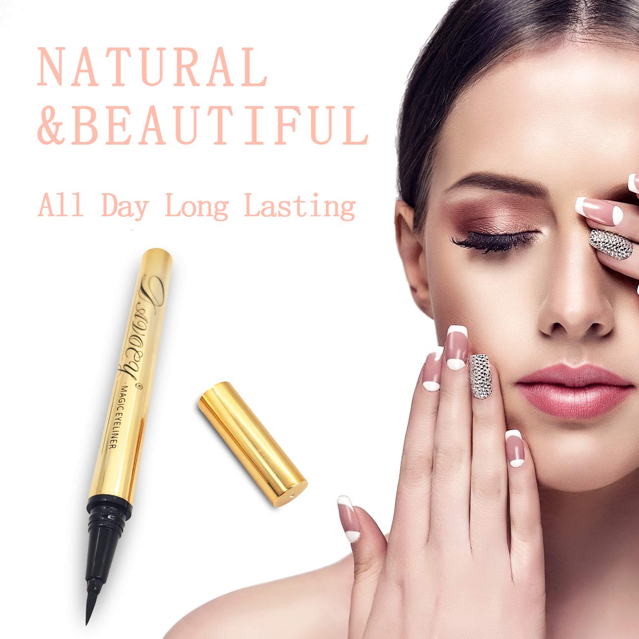 Davocy Magnetic Eyeliner for False Eyelash, No Glue Need, Suitable for Sensitive Eyes, Waterproof & oil-proof, Easy to Use for Makeup, Compatible