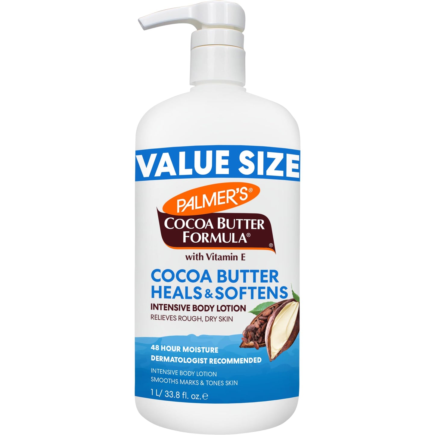 Palmer's Cocoa Butter Formula Daily Skin Therapy Body Lotion, 33.8 Oz Pump Bottle, Intensive Moisturizer for Dry and Eczema-Prone Skin, Enriched