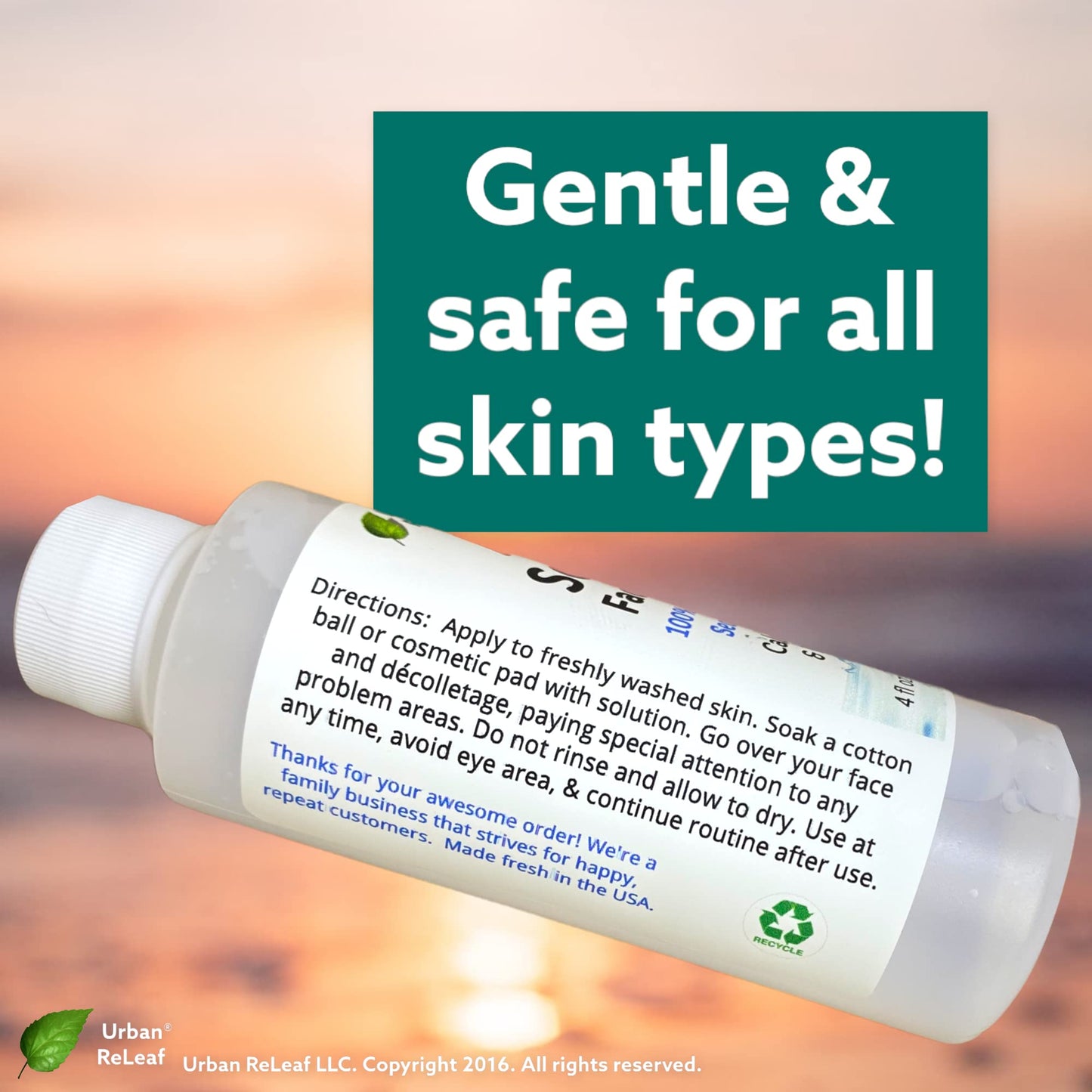 Urban ReLeaf Acne Solution Facial Toner! Sea Salt & Tea Tree. Soothe Skin, Calm breakouts. 4 oz. Gentle Effective. 100% Natural & Soothing. Reduce The