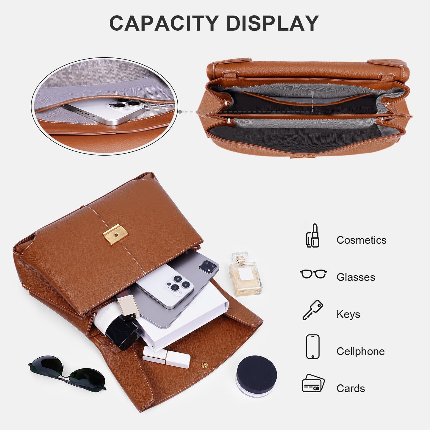 HICARRY Top Handle Bag Handbags Large Faux Leather Satchel Bags for Women Luxury Designer Business Crossbody Work Tote Purse