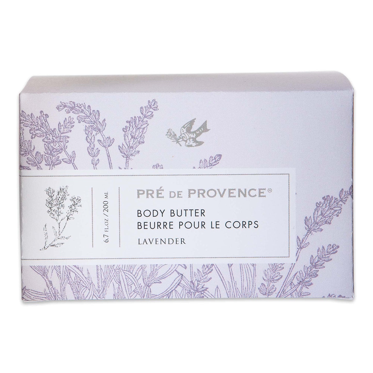 Pre de Provence Collection Shea Butter Enriched Body Butter Soothing & Hydrating Emollient Cream Body Moisturizer for Women, 6.7 Fl Oz, Lavender