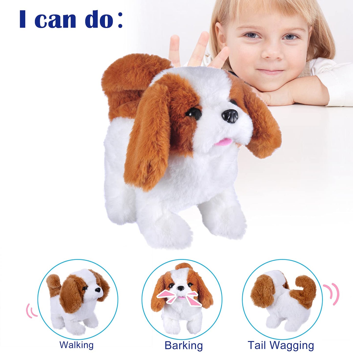 WorWoder Plush Saint Bernard Toy Puppy Electronic Interactive Pet Dog - Walking, Barking, Tail Wagging, Stretching Companion Animal for Kids (Saint…