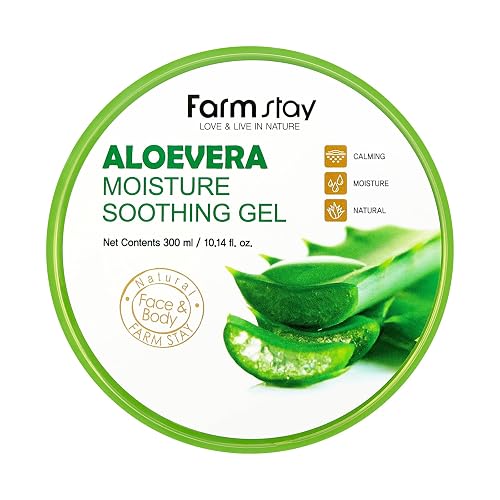 FARMSTAY Aloe Vera Moisture Soothing Gel - Hydrating Face Moisturizer - After Sun Gel for UV-Exposed Skin - Lightweight Body Moisturizer - 10.14 oz