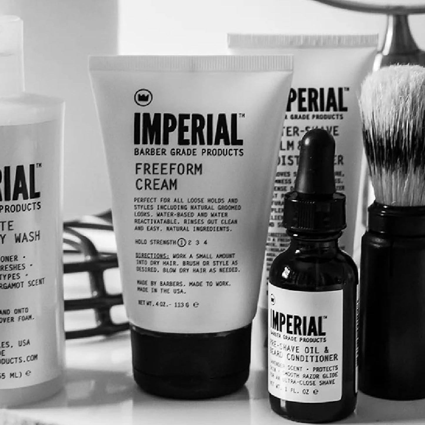 Imperial Barber Grade Products | FreeForm Cream, 4 oz | Light Hold | No Shine | Water-Based | Easy to Wash Out | For Loose Holds and Styles | Natural