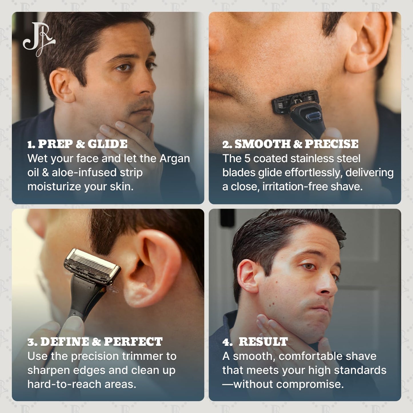 Jeremy's Razors for Men: Precision 5 Blade Razor - Stainless Blades, Lubricating Strip, Precision Trimmer - Men's Shaving Essentials Kit, Travel Beauty and Personal Care Jeremy's