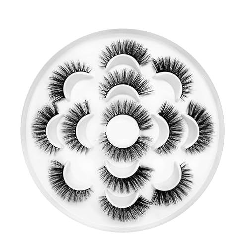 Lymzie 7 Pairs False Eyelashes 3D Faux Mink Eyelashes, Dramatic Look Wispy Fake Eyelashes, Long Fluffy Extension Natural Lashes Pack